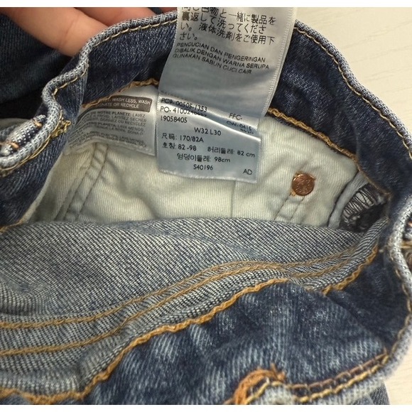 Levi's 505 Mens Jeans Blue Straight Fit‎ Button Fly Distressed Size 32x30 - Picture 6 of 16